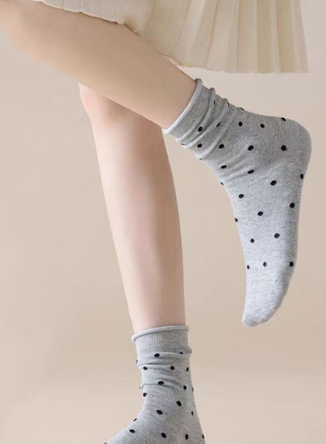 PLUSOX Women 95% Cotton Mid-Calf Socks 3 Pairs- Breathable Gym & Daily Socks with Elastic Design, Moisture-Wicking, Durable Casual Sock High Elasticity Polka Dot Fashion - Image 2
