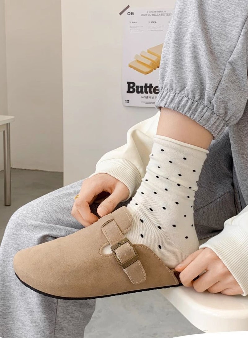 PLUSOX Women 95% Cotton Mid-Calf Socks 3 Pairs- Breathable Gym & Daily Socks with Elastic Design, Moisture-Wicking, Durable Casual Sock High Elasticity Polka Dot Fashion - Image 4