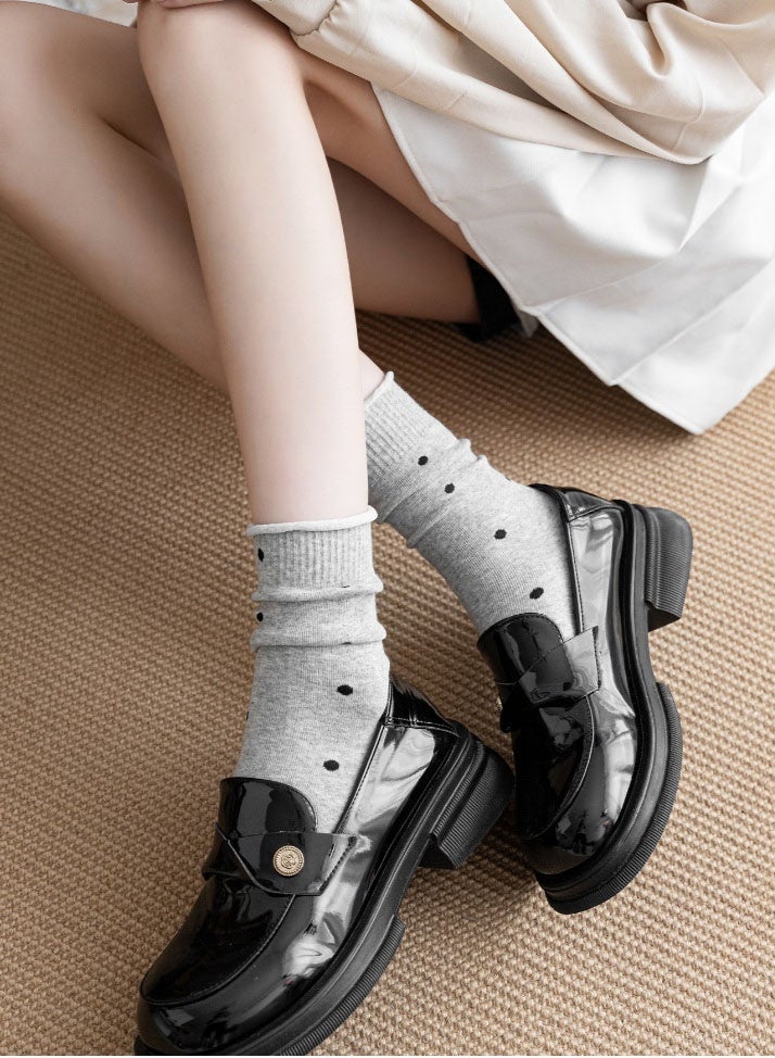 PLUSOX Women 95% Cotton Mid-Calf Socks 3 Pairs- Breathable Gym & Daily Socks with Elastic Design, Moisture-Wicking, Durable Casual Sock High Elasticity Polka Dot Fashion - Image 5