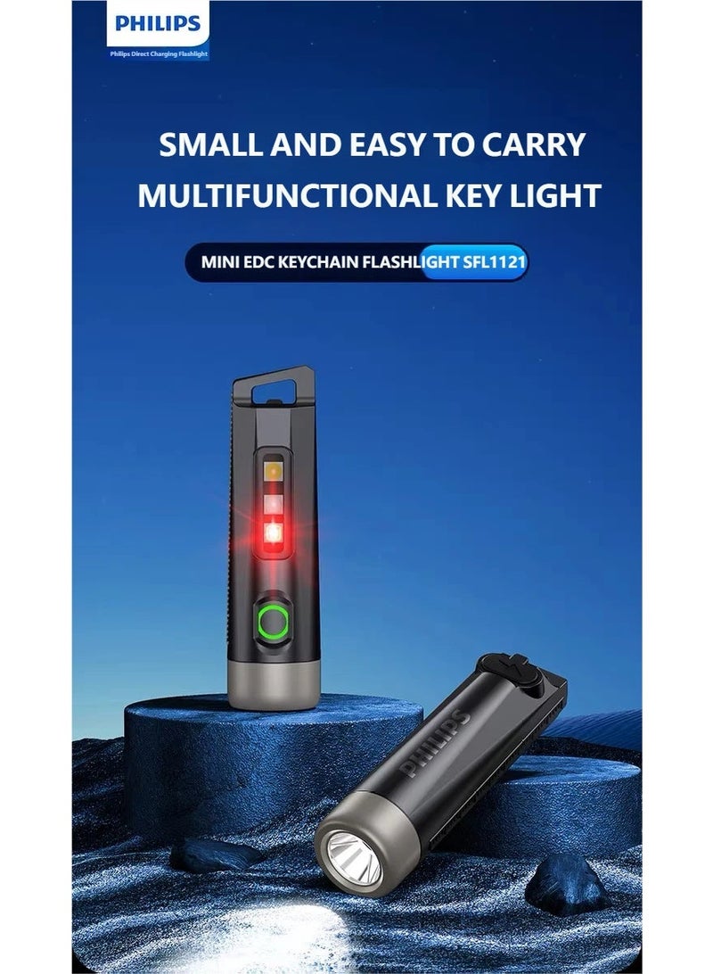فيليبس Philips SFL1121 Keychain Flashlight - Portable Multifunctional High-power Mini Torch BLACK - Image 2