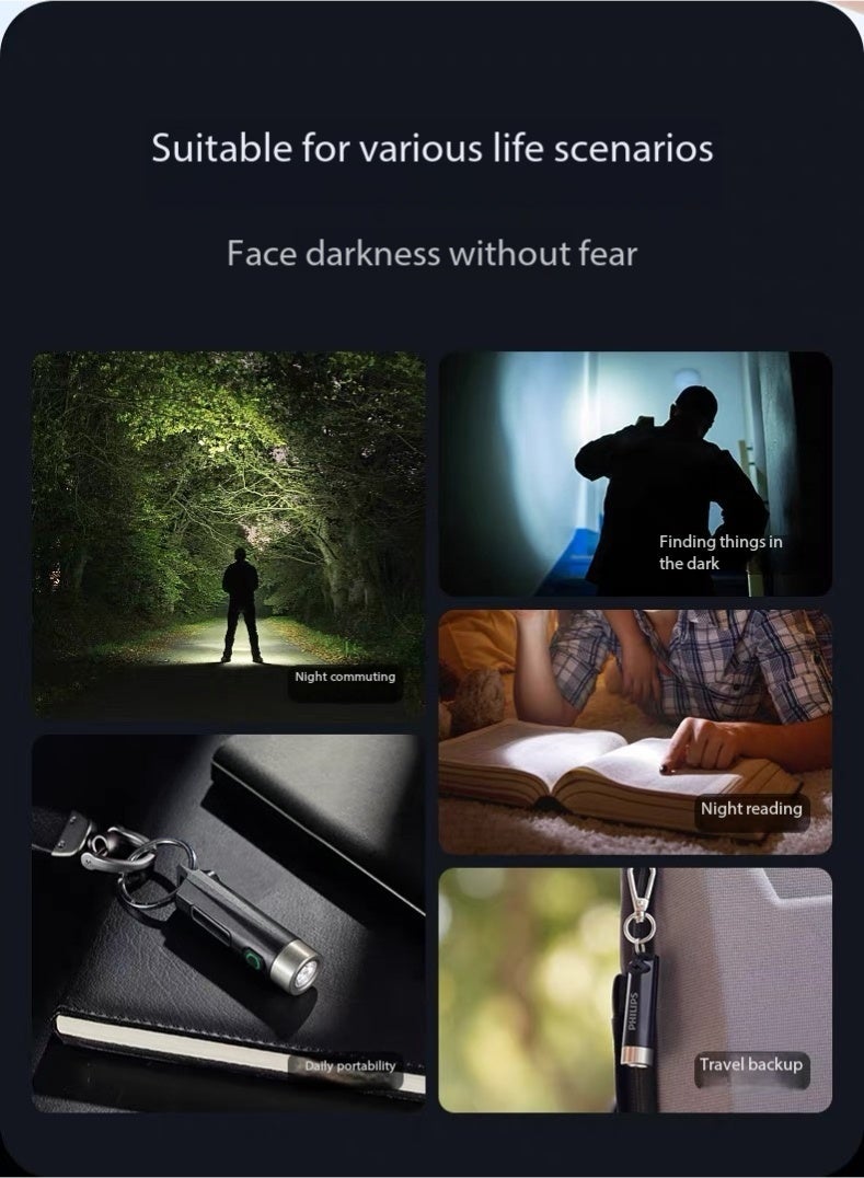 فيليبس Philips SFL1121 Keychain Flashlight - Portable Multifunctional High-power Mini Torch BLACK - Image 5