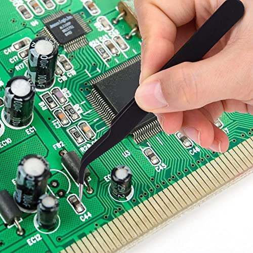 ABAJI 6PCS Precision Tweezers Set Fine Tip Anti-Static Curved of Tweezers ESD Electronics Laboratory Work Jewelry-Making Craft, Soldering Multiple Usage - Image 4