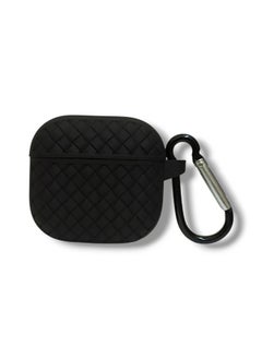 Generic AirPods 4 Silicone Case with Stylish Ribbed Design - Black  - Image 2