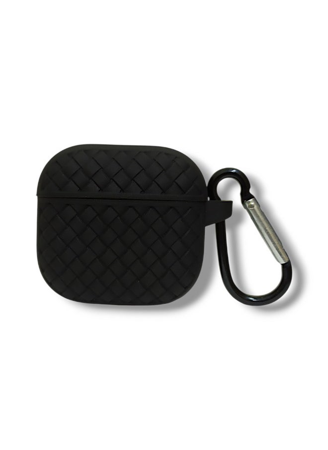 Generic - AirPods 4 Silicone Case with Stylish Ribbed Design - Black - Image 1
