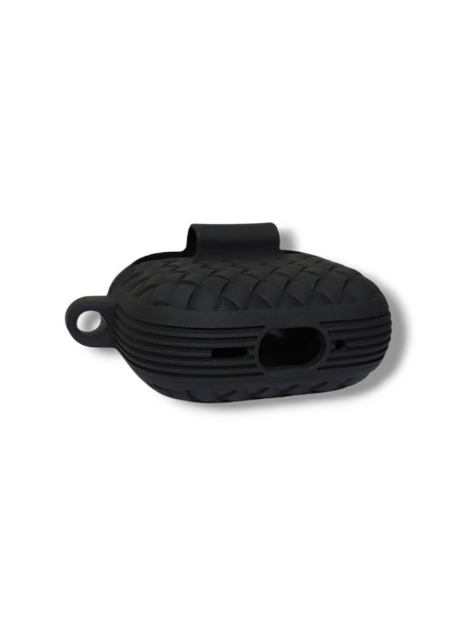 Generic - AirPods 4 Silicone Case with Stylish Ribbed Design - Black - Image 1