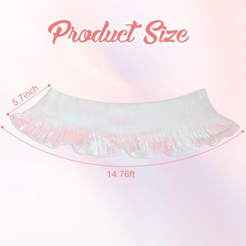 14.76 Feet Iridescent White Ruffle Ribbon - Pleated Organza Chiffon Tulle Lace Fabric Trim, tive Ruffle Lace Border for Sewing, Dress, Bag, Costume and Cake Decor - Image 2