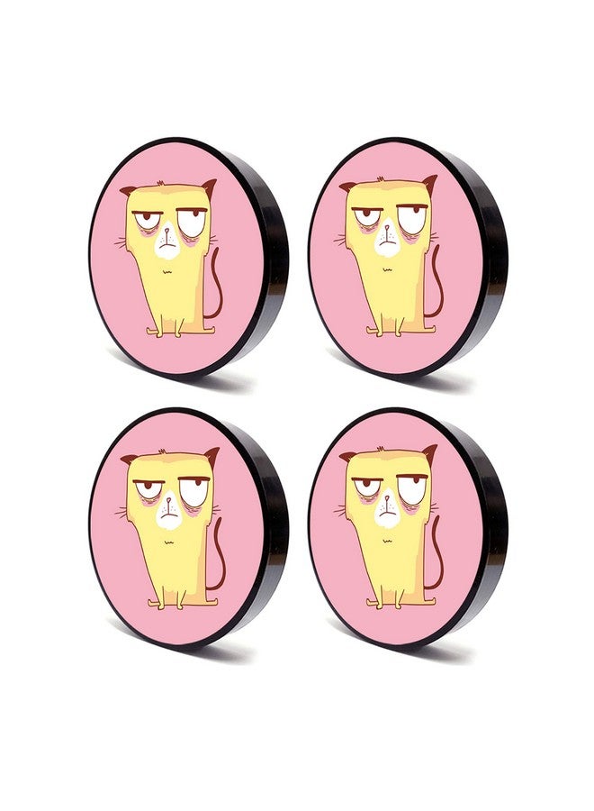 Tinywalk Fancy cat Push Coaster for Kids Wooden Printed Coaster (4X4) inch Set of 4 Pieces - Image 2