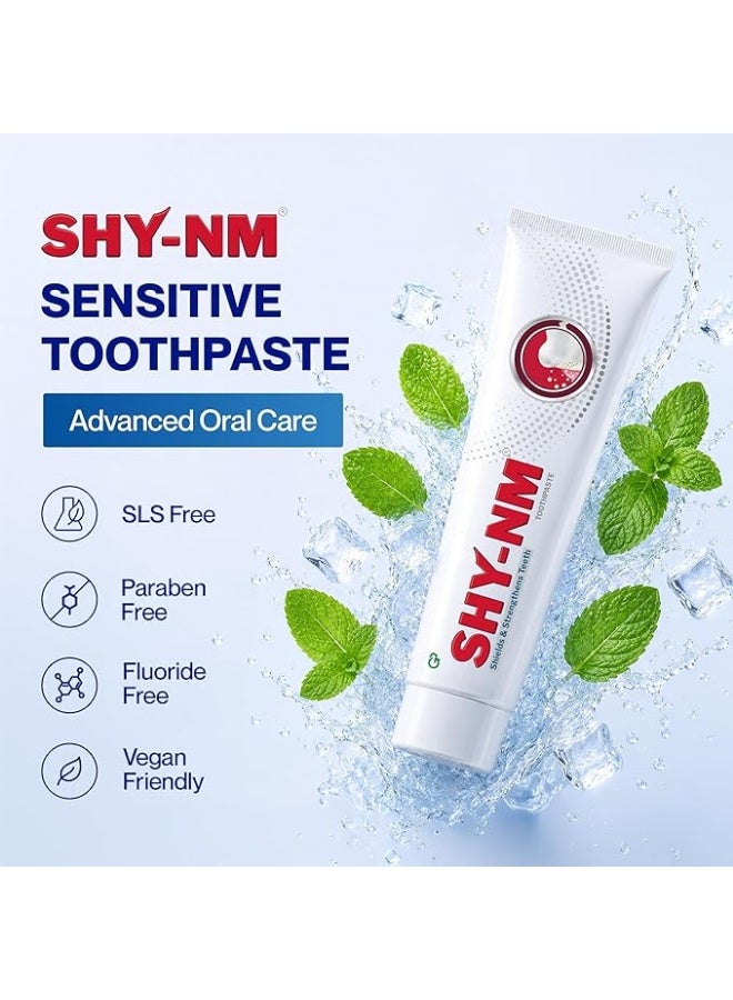 SHY-NM Sensitivity Toothpaste (Pack of 1) 100g | Instant and long-lasting relief from Dental Sensitivity | Remineralises Teeth | SLS free, Parabens free and Vegan friendly | Fresh Mint Flavour - Image 2