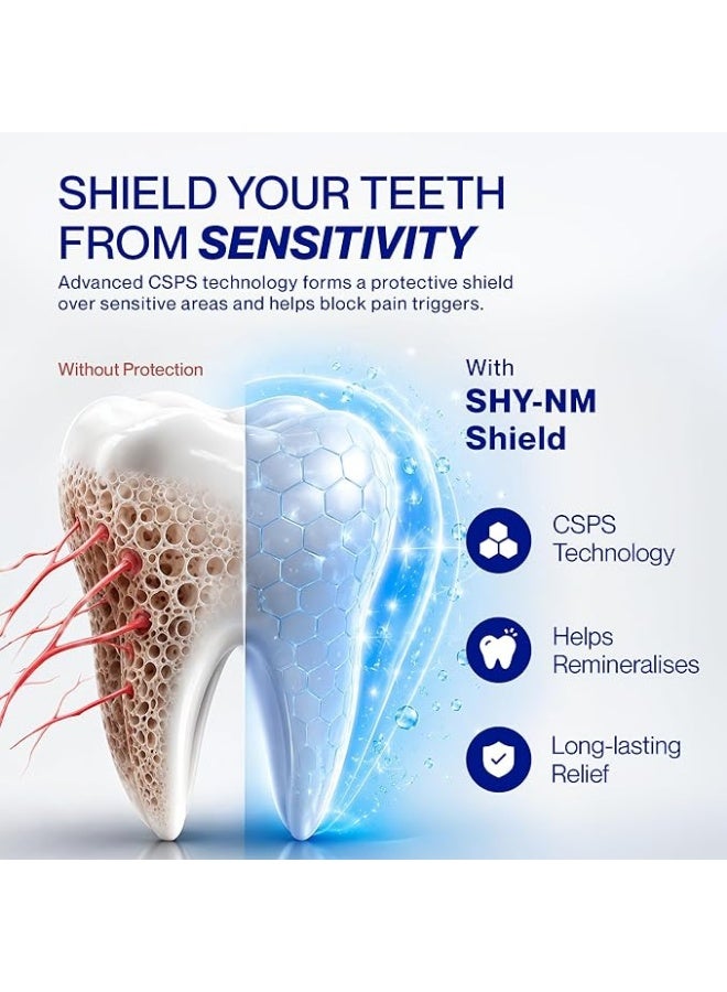 SHY-NM Sensitivity Toothpaste (Pack of 1) 100g | Instant and long-lasting relief from Dental Sensitivity | Remineralises Teeth | SLS free, Parabens free and Vegan friendly | Fresh Mint Flavour - Image 3