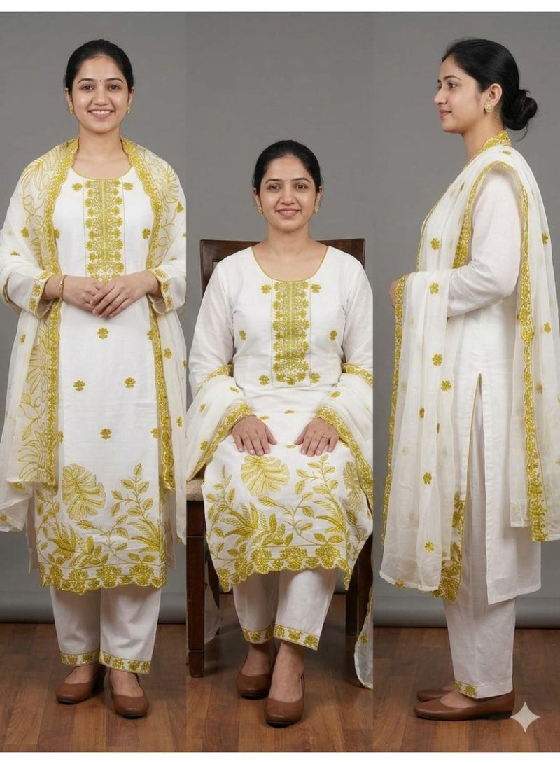 Salwar suit Traditional White and Gold