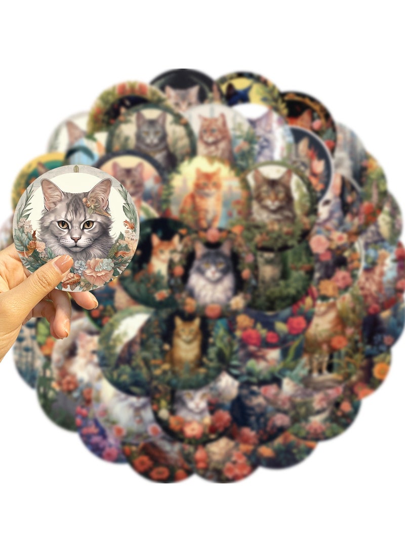 ORAINBOW 50 PCS Cat Stickers Cute Animal Aesthetics Kawaii Waterproof Vinyl Decal for Journaling Laptop Scrapbook Water Bottles Phone Caps Luggage for Adults Teens Kids Women  - Image 3