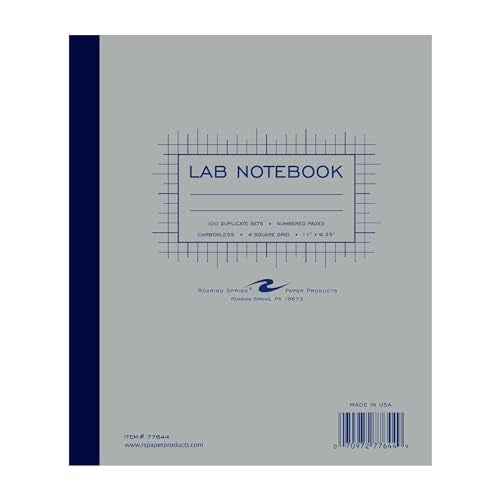 Roaring Spring 4x4 Graph Ruled Lab Book with Numbered Carbonless Sets, 11" x 9.25" 100 Sets, White/Blue Pages - Image 1