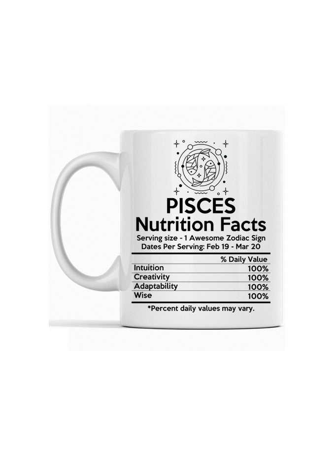 SHOP NEW ARRIVALS "Celebrating the Pisces Spirit: A Unique Mug Featuring Nutritional Facts Tailored for the Compassionate and Intuitive Pisces"