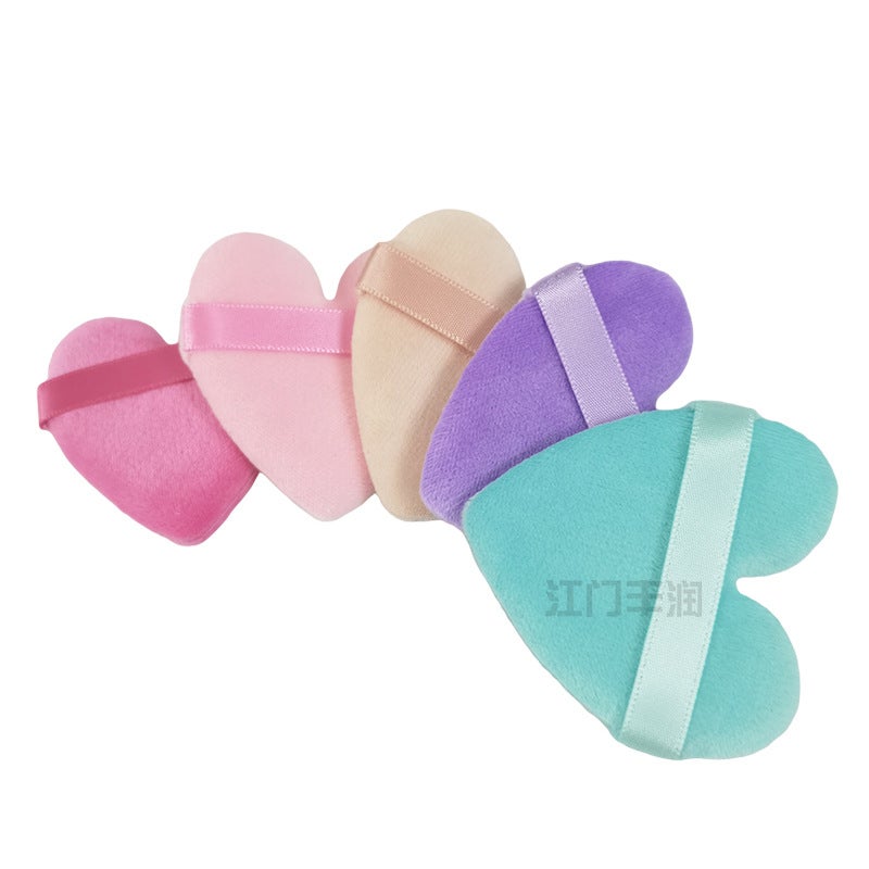 Linglong Heart-Shaped Powder Puff, Soft Velvet Makeup Sponge for Loose and Pressed Powders - Image 4