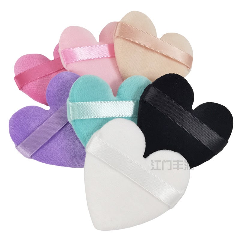 Linglong Heart-Shaped Powder Puff, Soft Velvet Makeup Sponge for Loose and Pressed Powders - Image 5
