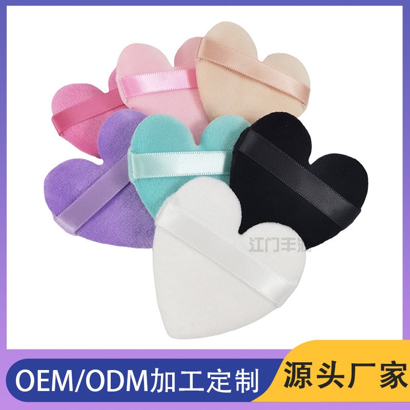 Linglong Heart-Shaped Powder Puff, Soft Velvet Makeup Sponge for Loose and Pressed Powders - Image 1