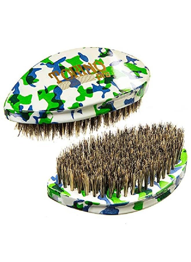TORINO PRO WAVE BRUSHES BY BRUSH KING - Torino Pro Curve Wave Brush 175 Medium 100% Boar Bristle Curved 360 Wave Palm Brush Great For Laying Down 360 Waves And Use Before Using Wave Cap Or Durag Luxury Wave Brush For Men 360 - Image 1