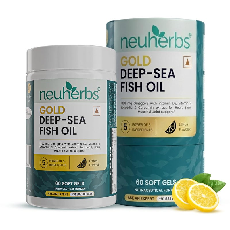 Neuherbs Gold Deep Sea 6X Omega 3 Fish Oil Capsules - 60 Softgels - Image 4