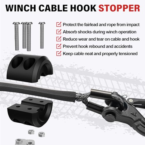 HOKINETY Synthetic Winch Rope Kit - 3/16" x 50' 8500 lbs Synthetic Winch Cable for ATV UTV Off-Road Vehicles with Forged Hook, Rubber Stopper, Protective Sleeve and Safety Pull Strap - Grey - Image 5