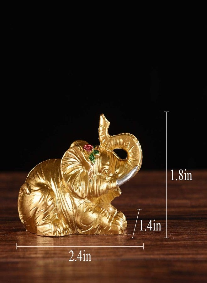 BRASSTAR Resin Statue Thai Eight Elephants 1.8” Home Office Feng Shui Decor Collection Figurine Love Wealth Luck Gather PTZD048(Golden) - Image 2