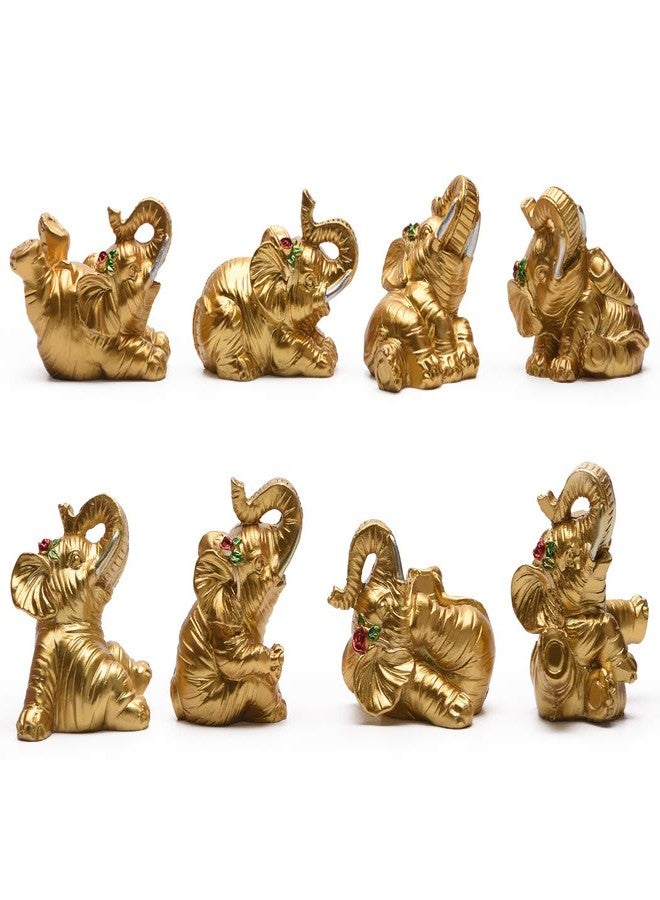 BRASSTAR Resin Statue Thai Eight Elephants 1.8” Home Office Feng Shui Decor Collection Figurine Love Wealth Luck Gather PTZD048(Golden) - Image 1