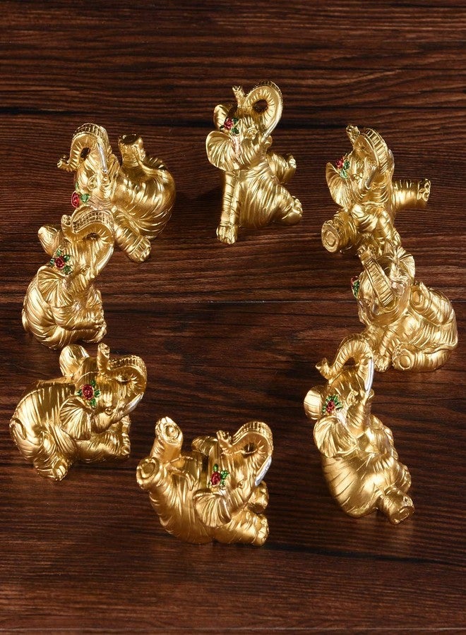 BRASSTAR Resin Statue Thai Eight Elephants 1.8” Home Office Feng Shui Decor Collection Figurine Love Wealth Luck Gather PTZD048(Golden) - Image 5