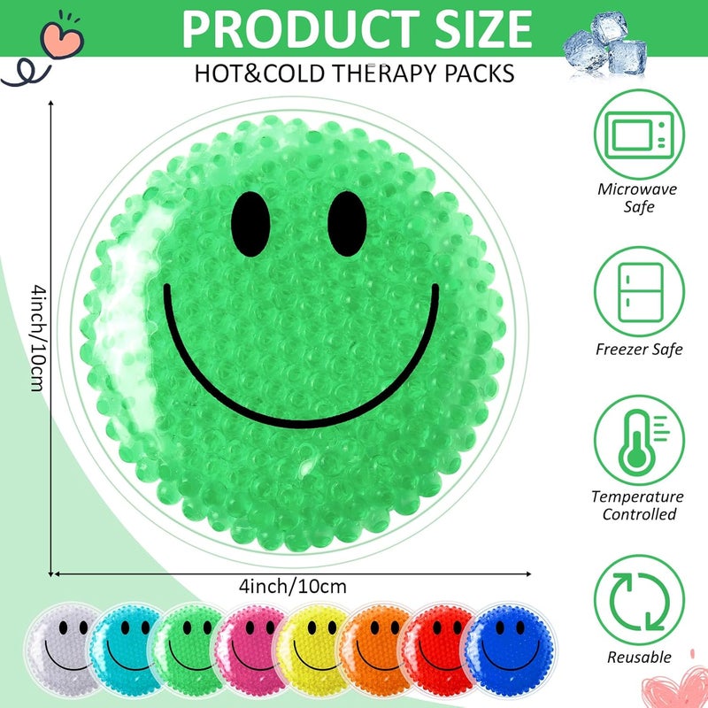 Burbell 48 Pieces Smile Boo Boo Ice Packs Small Gel Hot Cold Packs Round Reusable Ice Packs Gel Bead Multicolored Ice Pack Cold Compress for Pain Relief Toothache Supplies 4 x 4 Inches - Image 2