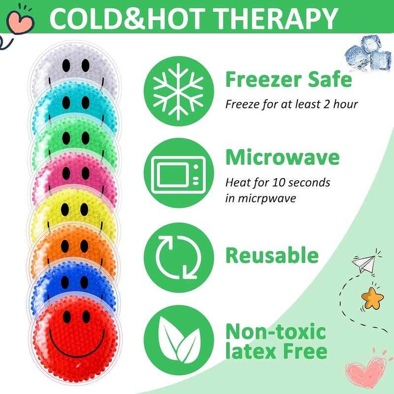 Burbell 48 Pieces Smile Boo Boo Ice Packs Small Gel Hot Cold Packs Round Reusable Ice Packs Gel Bead Multicolored Ice Pack Cold Compress for Pain Relief Toothache Supplies 4 x 4 Inches - Image 3