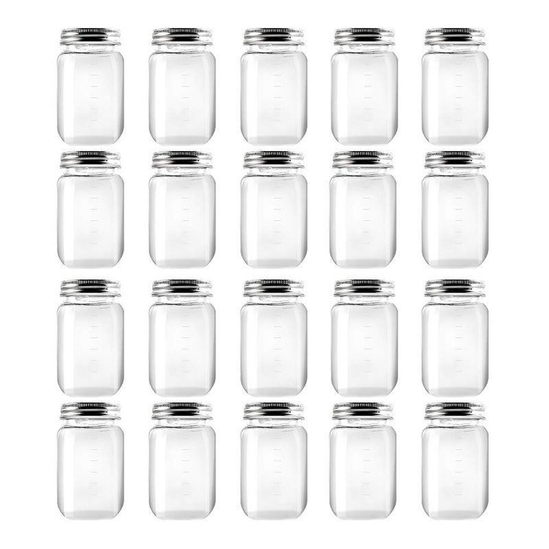 Novelinks novelinks 16 Ounce Clear Plastic Jars Containers With Screw On Lids - Refillable Round Empty Plastic Slime Storage Containers for Kitchen & Household Storage - BPA Free (20 Pack)  - Image 1