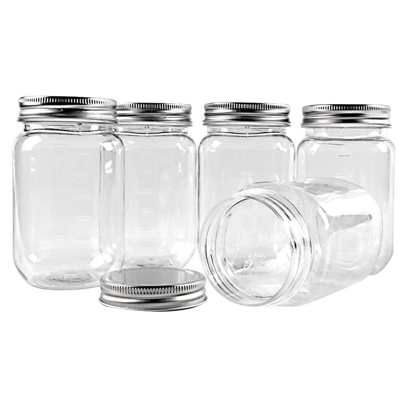 Novelinks novelinks 16 Ounce Clear Plastic Jars Containers With Screw On Lids - Refillable Round Empty Plastic Slime Storage Containers for Kitchen & Household Storage - BPA Free (20 Pack)  - Image 3
