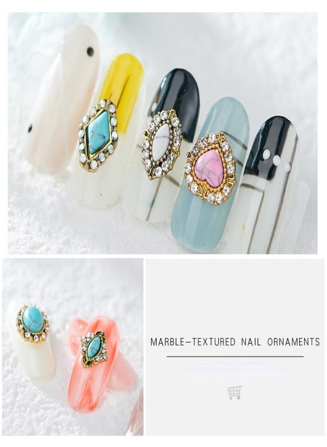 SIXAOAZZ 3D Turquoise Western Nail Ornament Mix Blue, White, and Pink Turquoise Charms Nail Art Gemstone Nail Art Jewelry Flower Heart Acrylic Nail Phone Case Card Women's DIY Decoration Products Home (20pcs) - Image 4
