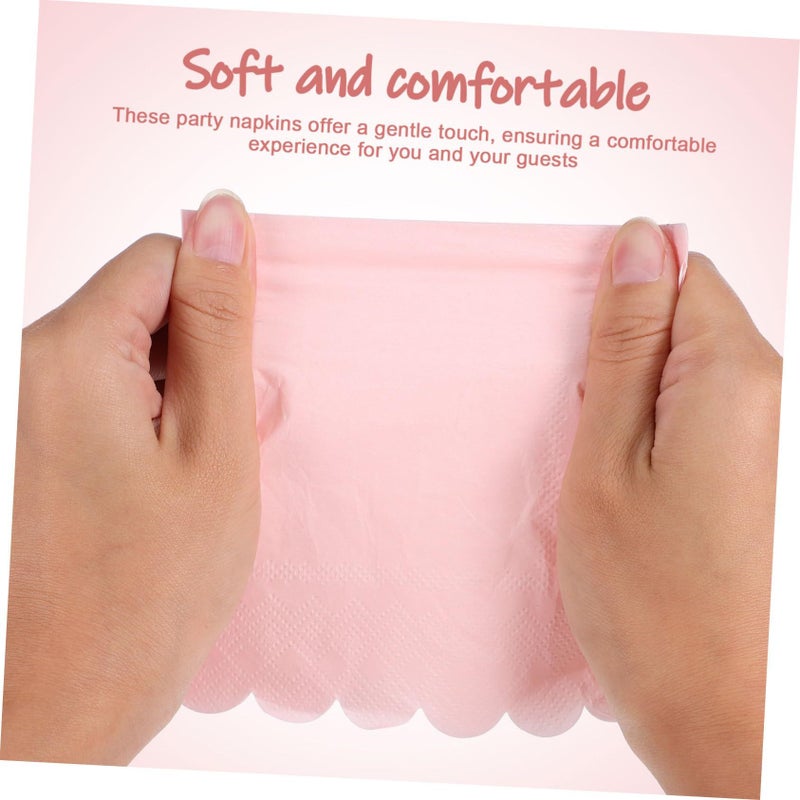 150 Light Pink Scalloped Paper Napkins for Birthday Dinner Party Supplies - Image 4