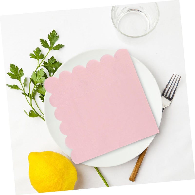 150 Light Pink Scalloped Paper Napkins for Birthday Dinner Party Supplies - Image 5