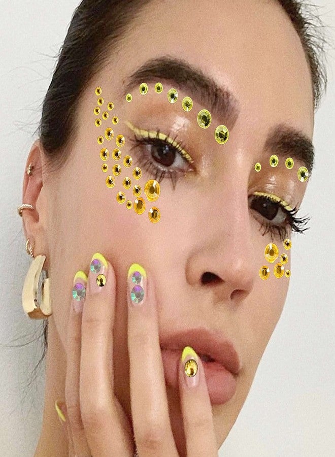 Bilizar 6 Sheets Bindi Dots Face Jewels Face Jewelry For Women Face Gems Stick On Eye Forehead Crystals Sticker Tears Rainbow Pearl Rhinestones For Makeup Party Festival Accessory Nail Art Decoration - Image 2