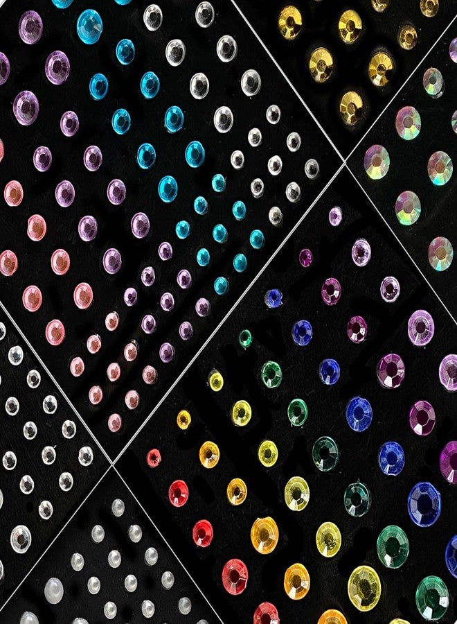 Bilizar 6 Sheets Bindi Dots Face Jewels Face Jewelry For Women Face Gems Stick On Eye Forehead Crystals Sticker Tears Rainbow Pearl Rhinestones For Makeup Party Festival Accessory Nail Art Decoration - Image 5