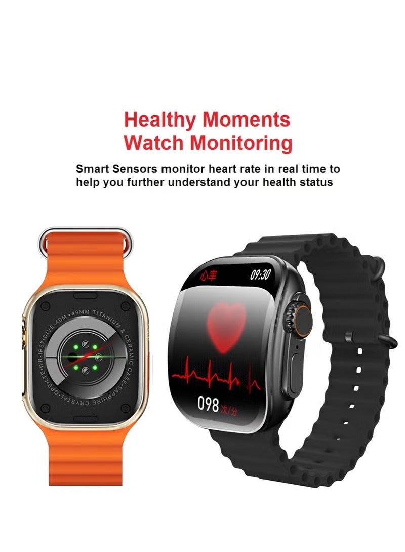W&O X10 Ultra 3 Smart Watch 49mm – Curved Screen – Orange - Image 5