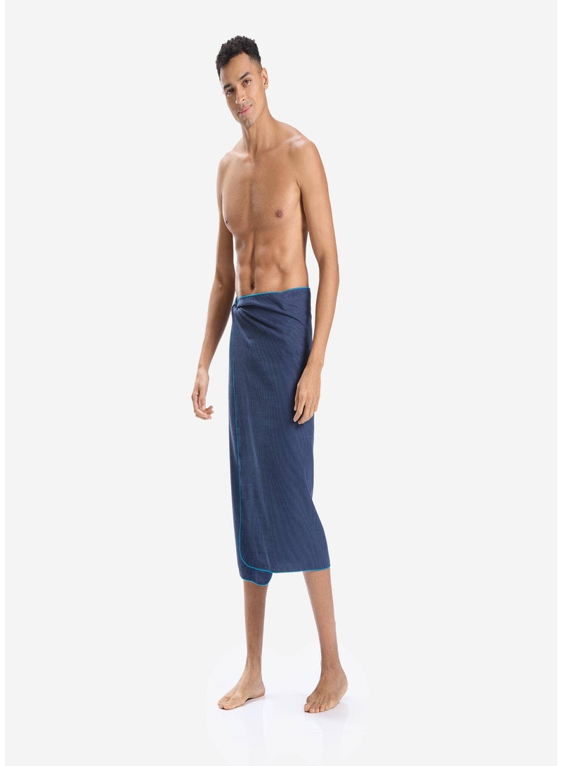 NABAIJI NABAIJI by DECATHLON, Microfibre Striped Towel Size L 80 x 130 cm Dark Blue  - Image 2