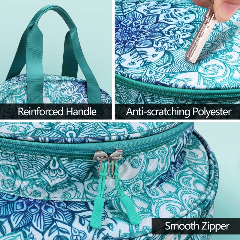 FINPAC Embroidery Project Bag, Embroidery Supplies Storage Carrying Tote Case with Multiple Pockets for Floss, Hoops, Thread, Stitch Tools Kit [Bag Only], Emerald Illusions - Image 3