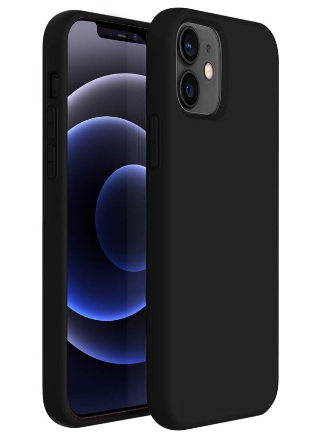 جراب نانو سيليكون متوافق مع هاتف Apple iPhone 12 mini 2020، غطاء حماية كامل ناعم مقاوم للصدمات من مطاط السيليكون السائل - أسود - Image 1
