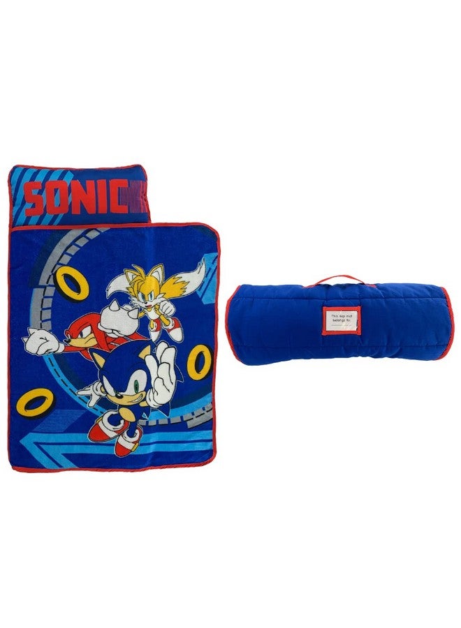 فرانكو بساط قيلولة سونيك ذا هيدجهوج الناعم مقاس 21 (عرض) × 45 (طول) مع وسادة وبطانية مثالية للعناية النهارية في مرحلة ما قبل المدرسة والسفر (منتج مرخص رسميًا بنسبة 100%) - Image 1