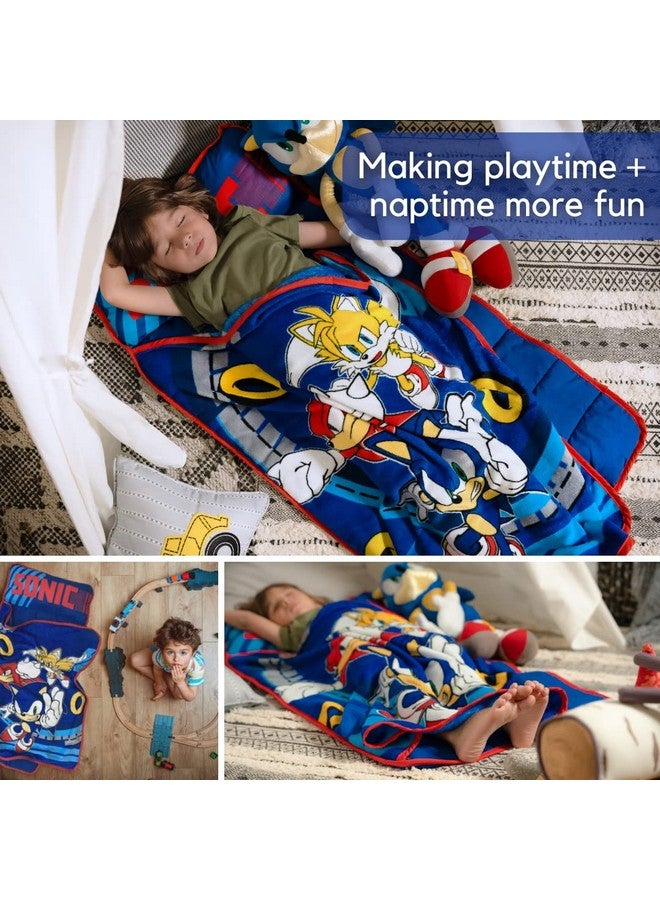 فرانكو بساط قيلولة سونيك ذا هيدجهوج الناعم مقاس 21 (عرض) × 45 (طول) مع وسادة وبطانية مثالية للعناية النهارية في مرحلة ما قبل المدرسة والسفر (منتج مرخص رسميًا بنسبة 100%) - Image 3