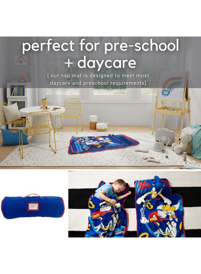فرانكو بساط قيلولة سونيك ذا هيدجهوج الناعم مقاس 21 (عرض) × 45 (طول) مع وسادة وبطانية مثالية للعناية النهارية في مرحلة ما قبل المدرسة والسفر (منتج مرخص رسميًا بنسبة 100%) - Image 2