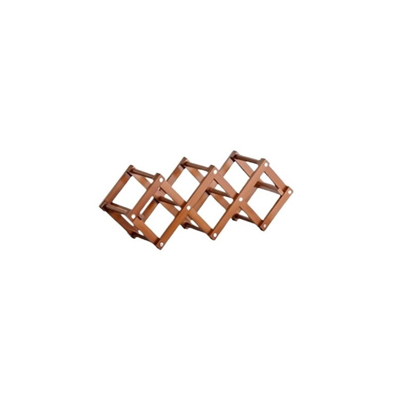Small Brown Foldable Tabletop Wine Rack Multi Tier Inclined Display Holder - Image 2