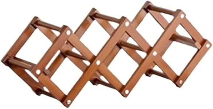 Small Brown Foldable Tabletop Wine Rack Multi Tier Inclined Display Holder - Image 1