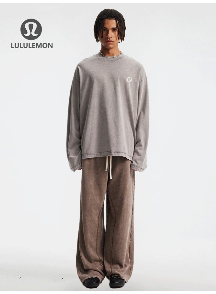 Lululemon Washed Long-Sleeve Shirt - Unisex Oversize Fit, Soft Distressed Fabric, Minimalist Logo, Multi-Color Options, Sport & Daily Casual Styling Top - Image 4