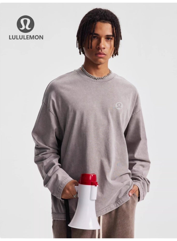 Lululemon Washed Long-Sleeve Shirt - Unisex Oversize Fit, Soft Distressed Fabric, Minimalist Logo, Multi-Color Options, Sport & Daily Casual Styling Top - Image 2