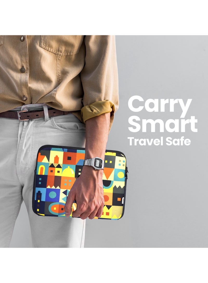 تيديلين جراب كمبيوتر محمول مقاس 14.1 بوصة - تصميم أضواء المدينة مطبوع، غطاء واقٍ سميك من مادة النيوبرين - جراب كمبيوتر محمول خفيف الوزن ومتين وأنيق لأجهزة الكمبيوتر المحمولة وأجهزة ماك بوك والملحقات - Image 4