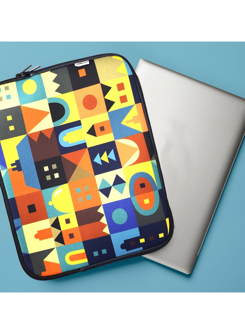 تيديلين جراب كمبيوتر محمول مقاس 14.1 بوصة - تصميم أضواء المدينة مطبوع، غطاء واقٍ سميك من مادة النيوبرين - جراب كمبيوتر محمول خفيف الوزن ومتين وأنيق لأجهزة الكمبيوتر المحمولة وأجهزة ماك بوك والملحقات - Image 3