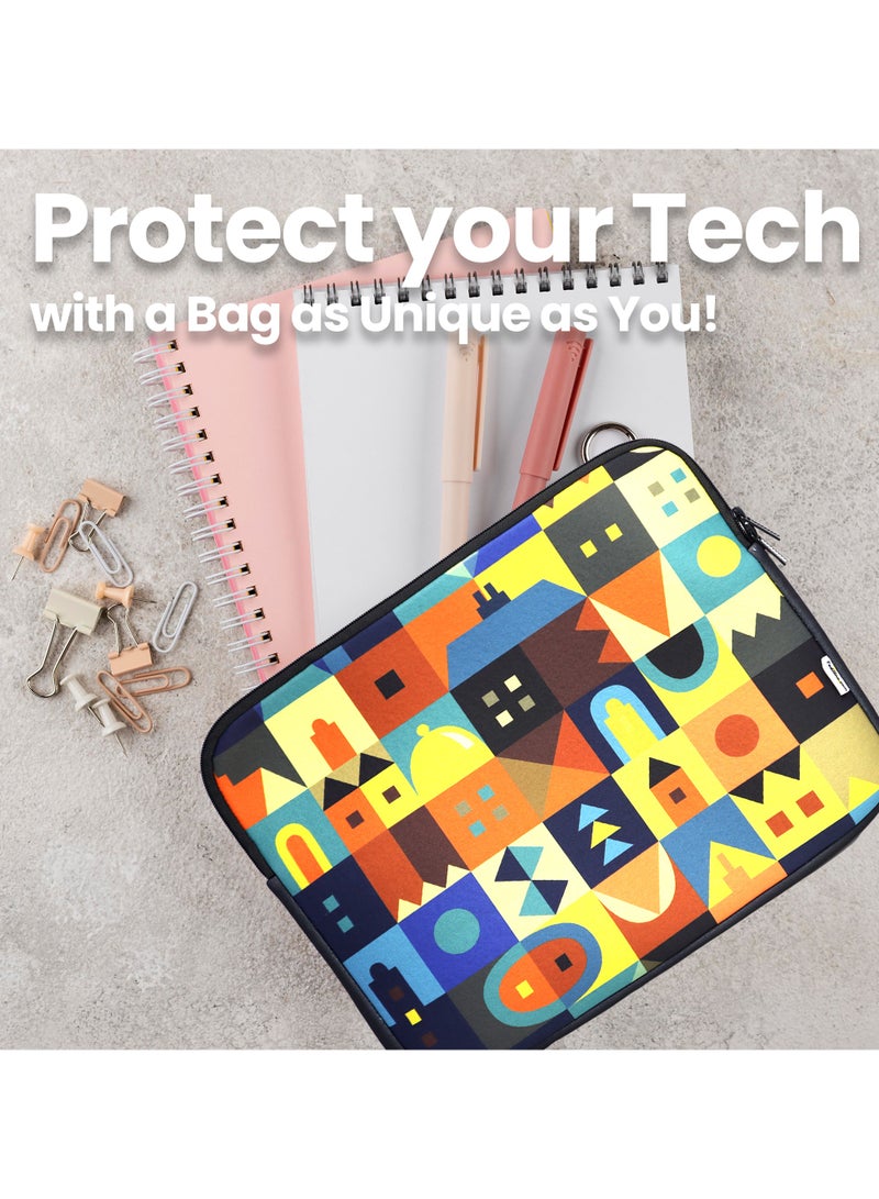 تيديلين جراب كمبيوتر محمول مقاس 14.1 بوصة - تصميم أضواء المدينة مطبوع، غطاء واقٍ سميك من مادة النيوبرين - جراب كمبيوتر محمول خفيف الوزن ومتين وأنيق لأجهزة الكمبيوتر المحمولة وأجهزة ماك بوك والملحقات - Image 2