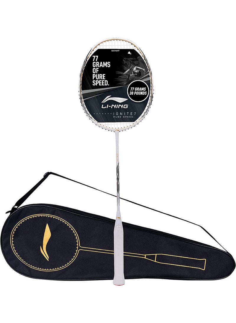 Li-Ning - G-Force Superlite Ignite 7 Speed Carbon Fibre Strung Badminton Racket with Full Racket Cover | For Intermediate Players | 77 grams |Maximum String Tension - 30lbs - Image 1
